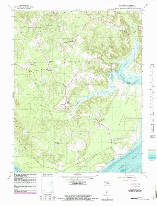 Classic USGS Nanjemoy Maryland 7.5'x7.5' Topo Map Image