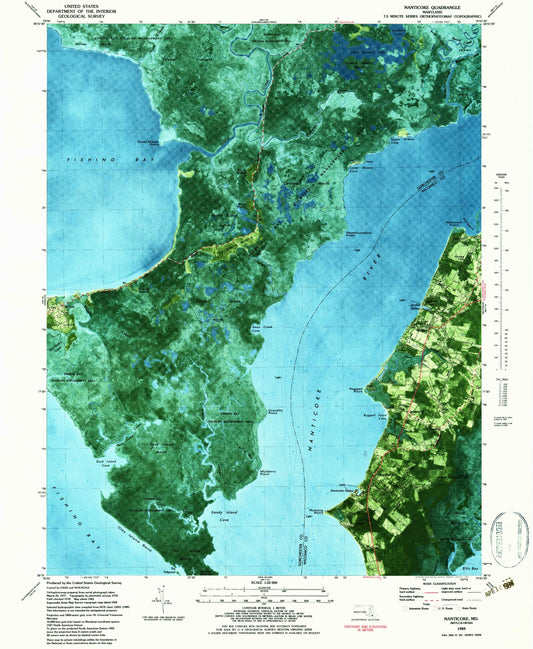 Classic USGS Nanticoke Maryland 7.5'x7.5' Topo Map Image