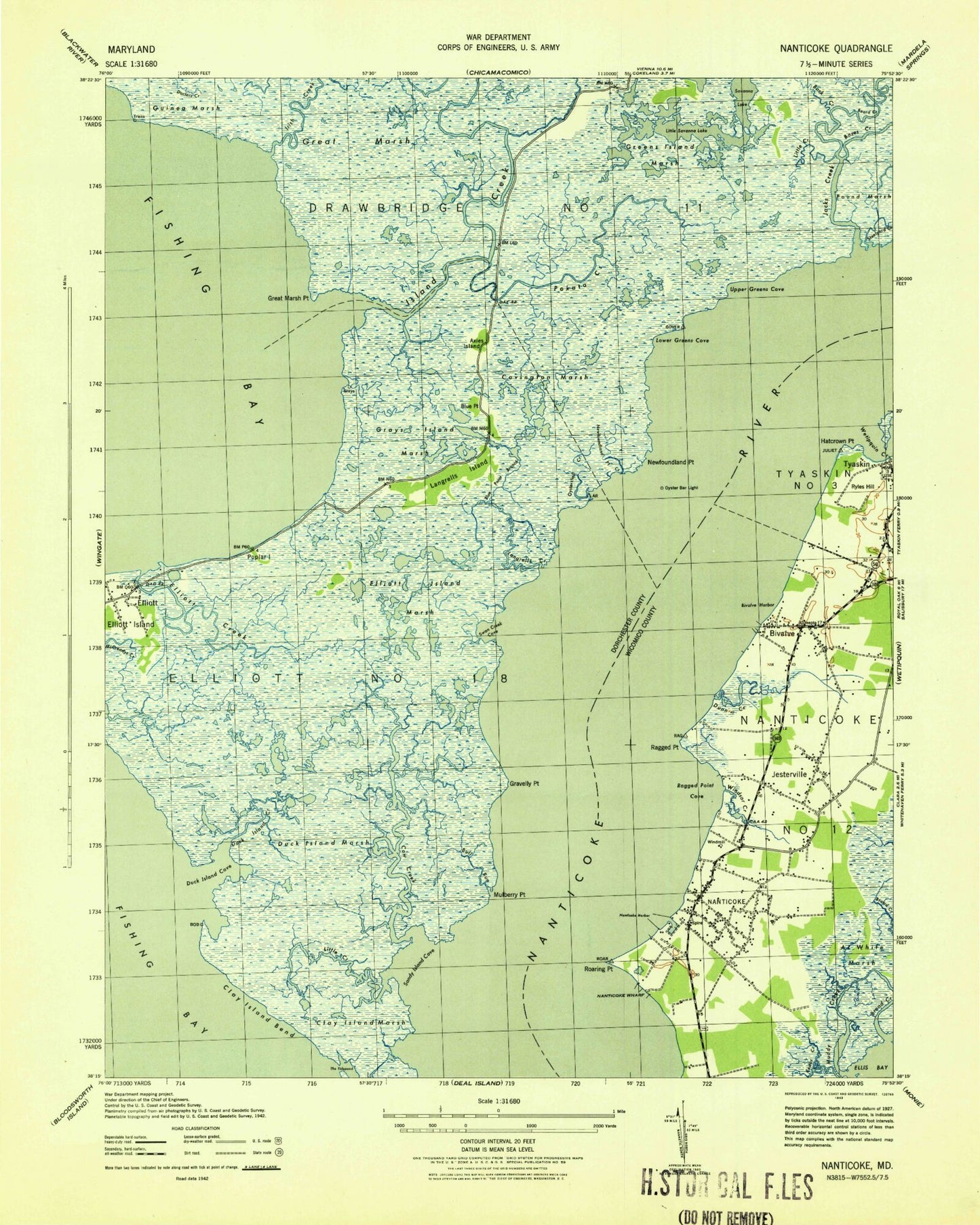 Classic USGS Nanticoke Maryland 7.5'x7.5' Topo Map Image