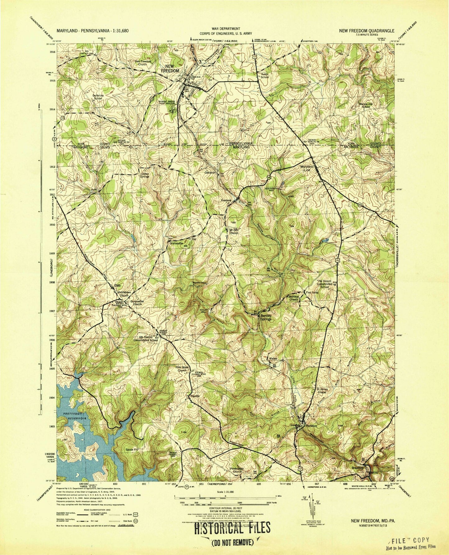 Classic USGS New Freedom Pennsylvania 7.5'x7.5' Topo Map Image