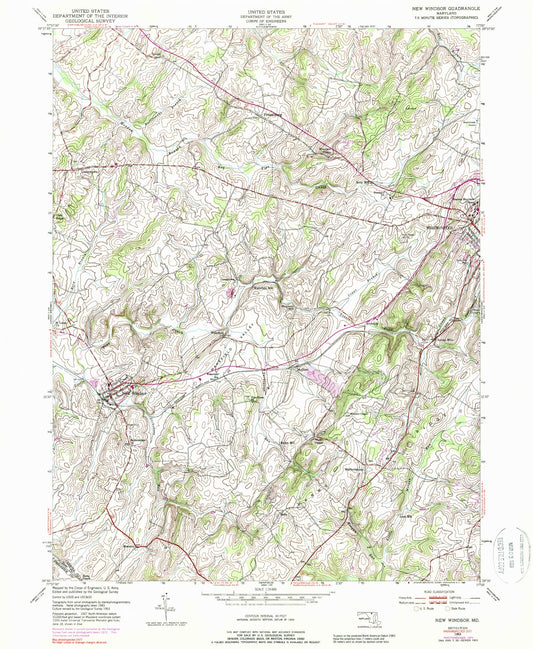 Classic USGS New Windsor Maryland 7.5'x7.5' Topo Map Image
