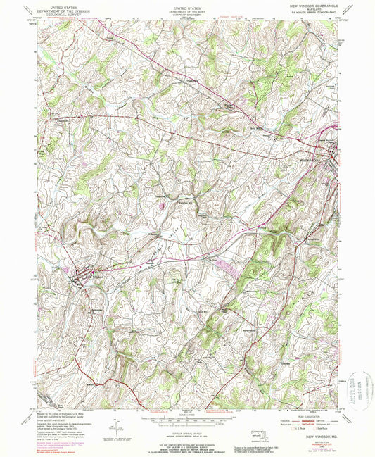 Classic USGS New Windsor Maryland 7.5'x7.5' Topo Map Image