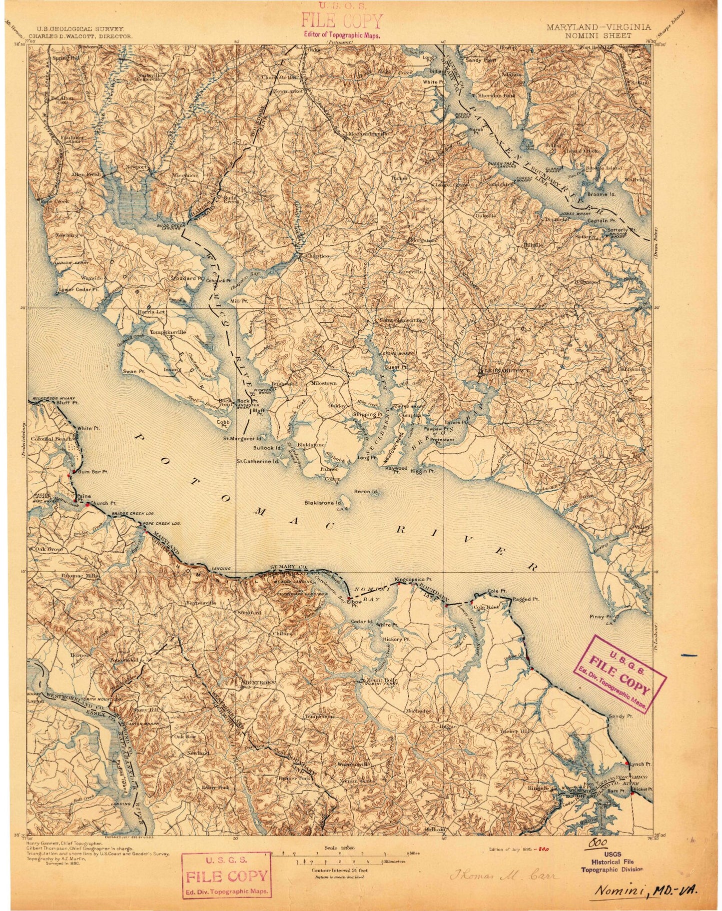 Historic 1895 Colonial Virginia 30'x30' Topo Map Image
