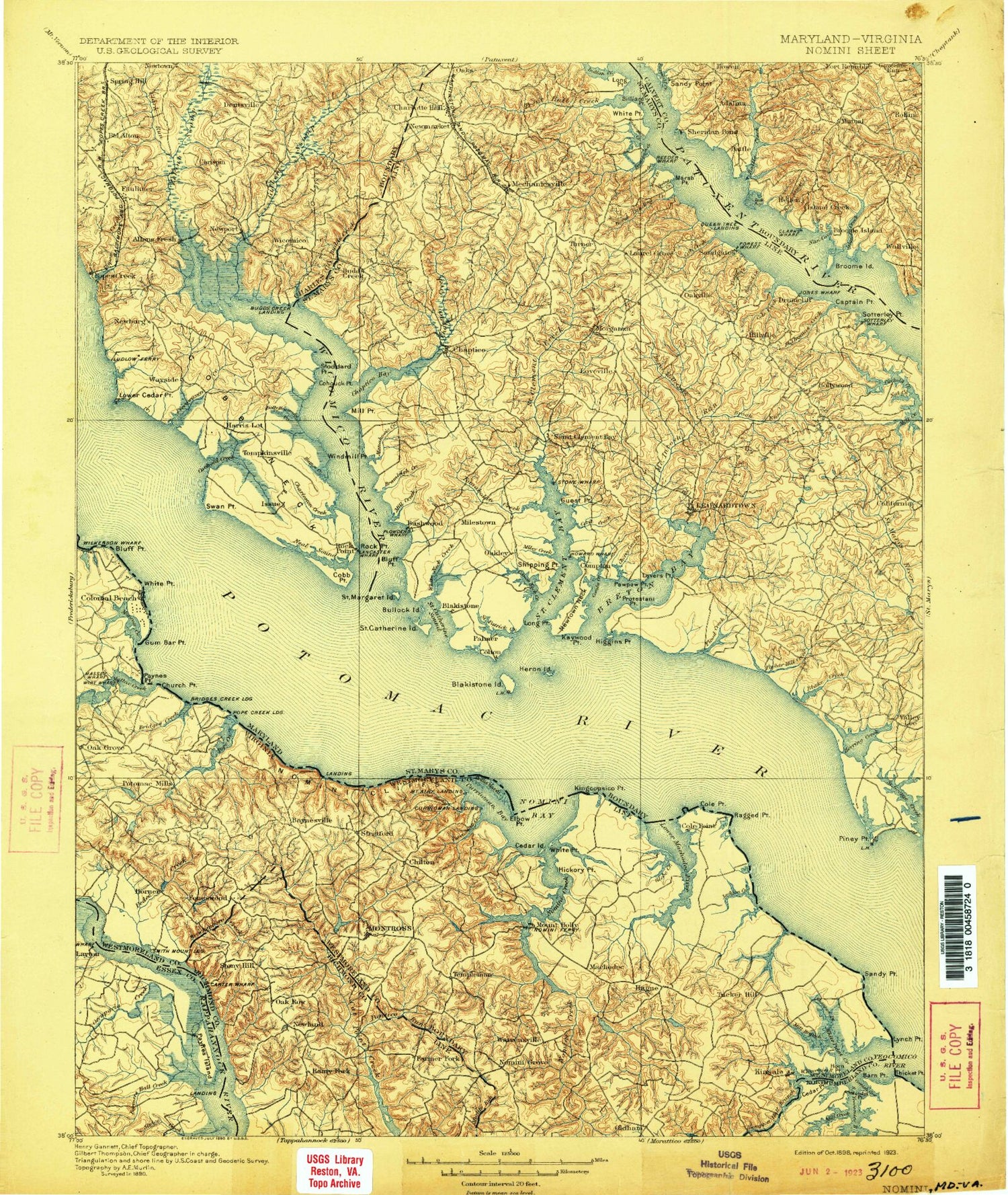 Historic 1898 Colonial Virginia 30'x30' Topo Map Image
