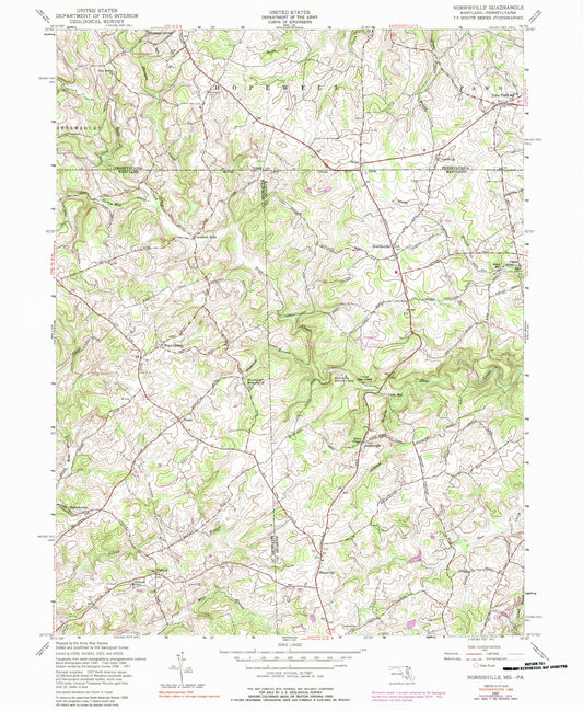 Classic USGS Norrisville Maryland 7.5'x7.5' Topo Map Image