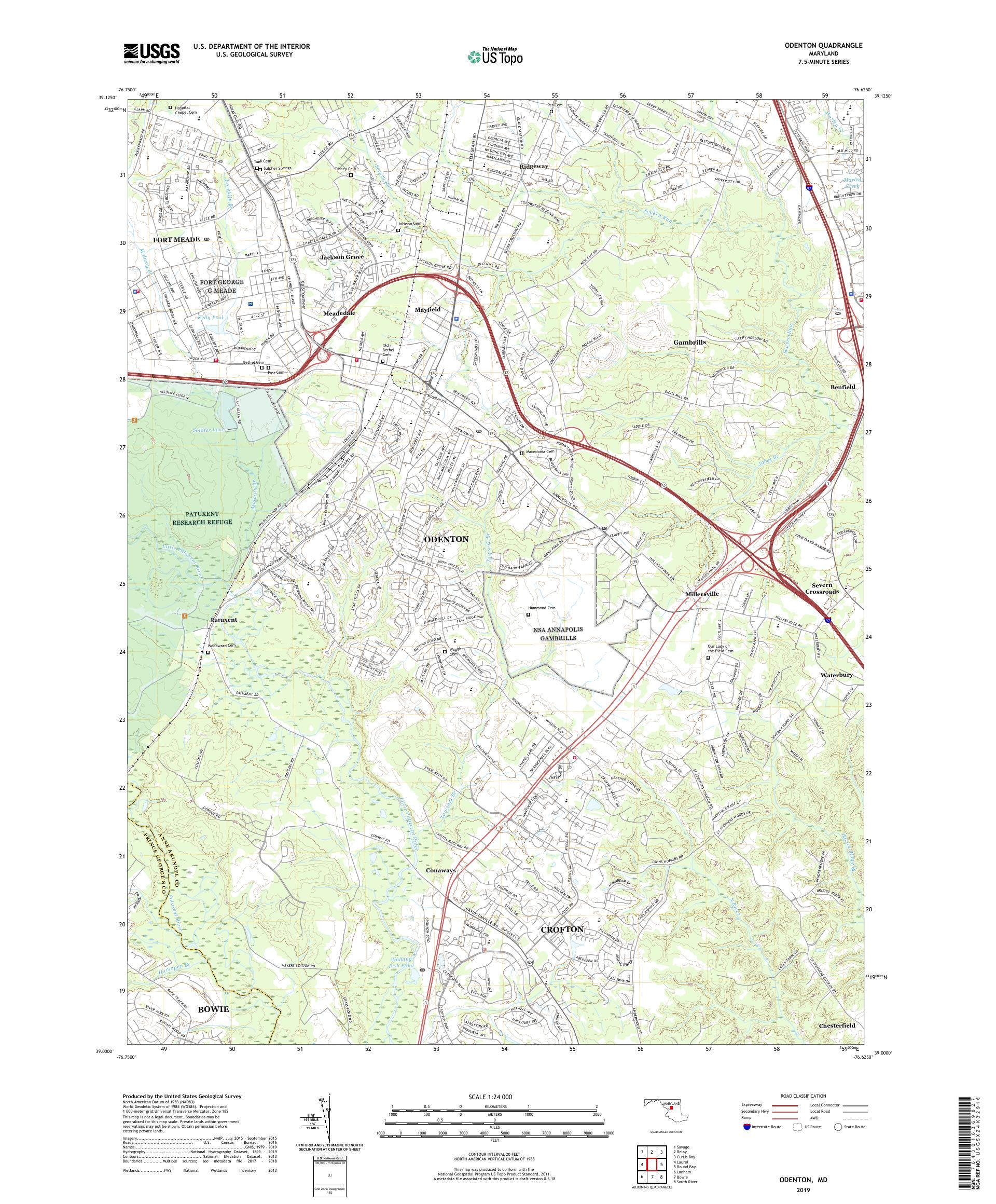 Odenton Maryland US Topo Map – MyTopo Map Store