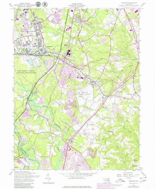 Classic USGS Odenton Maryland 7.5'x7.5' Topo Map Image