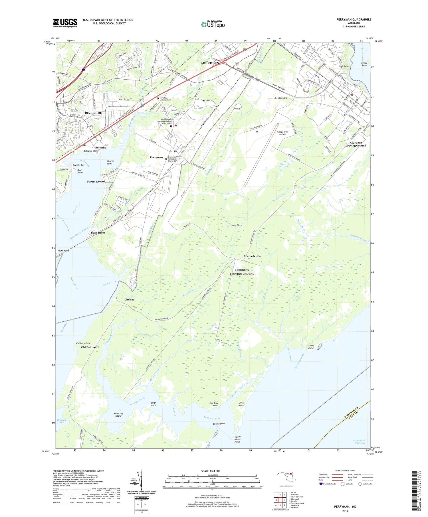 Perryman Maryland US Topo Map Image