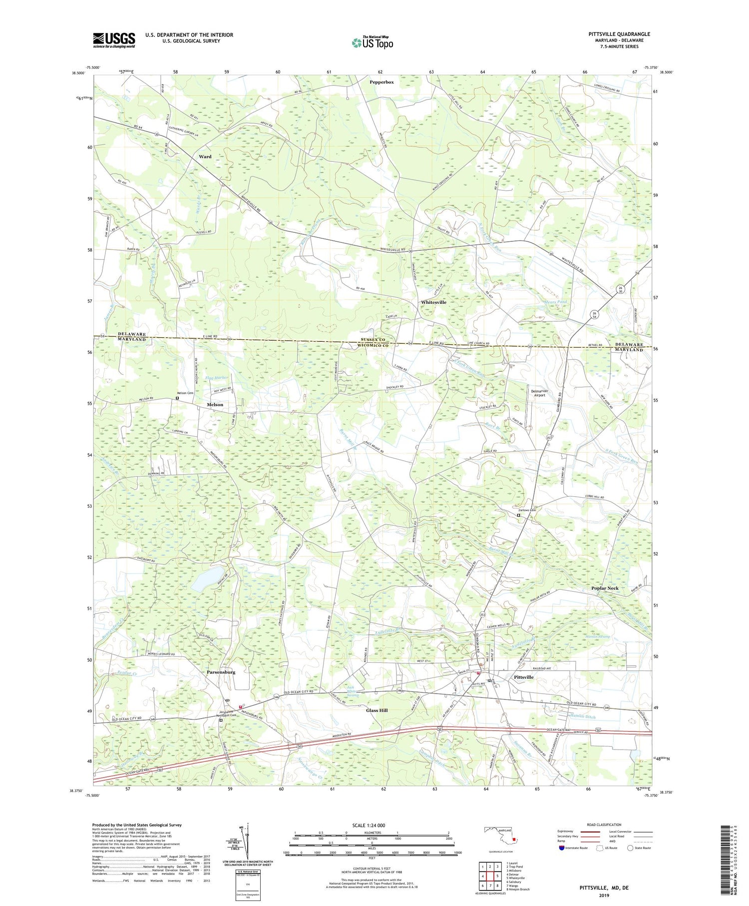 Pittsville Maryland US Topo Map Image