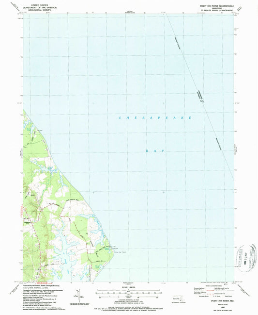 Classic USGS Point No Point Maryland 7.5'x7.5' Topo Map Image