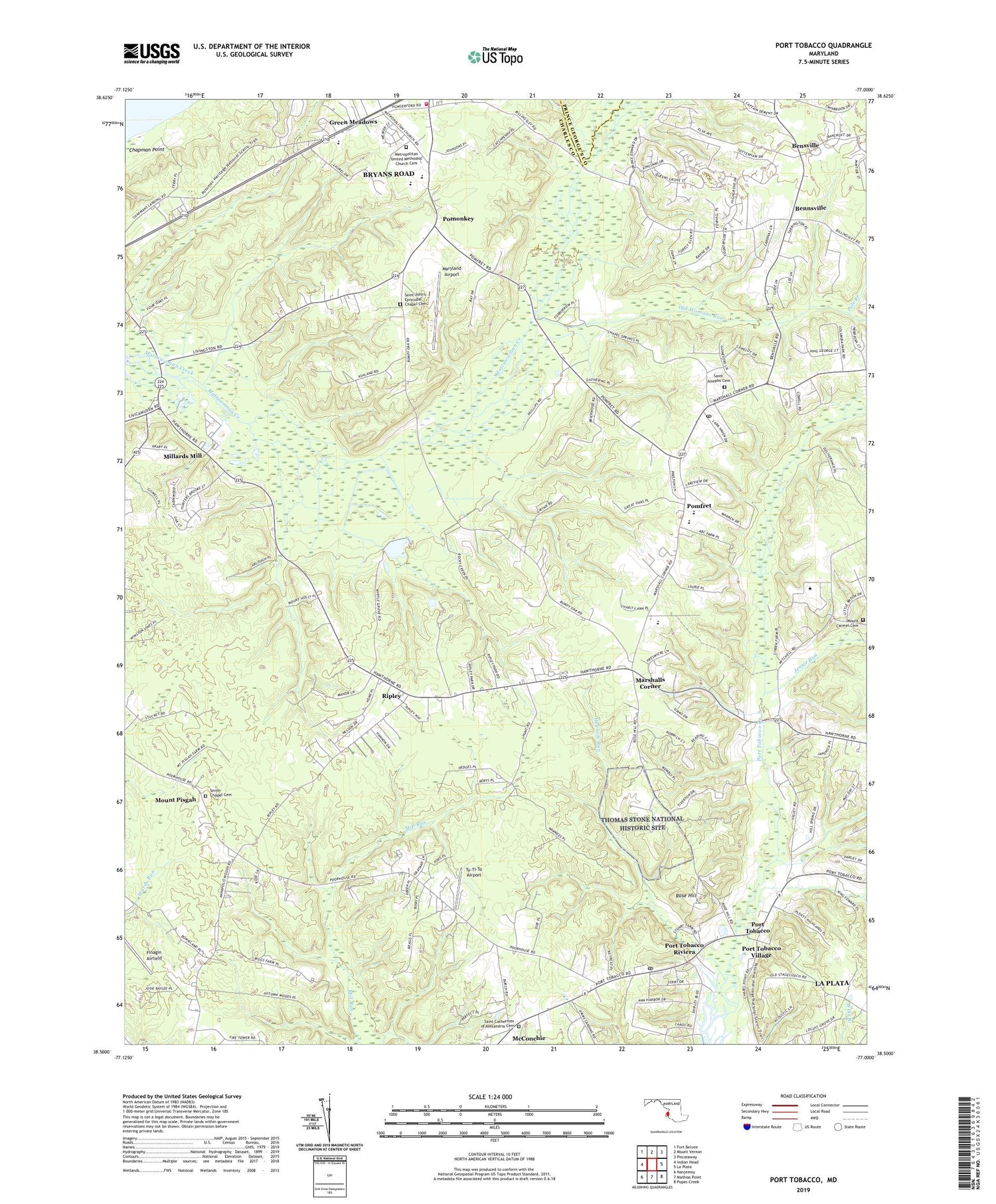 Port Tobacco Maryland US Topo Map Image