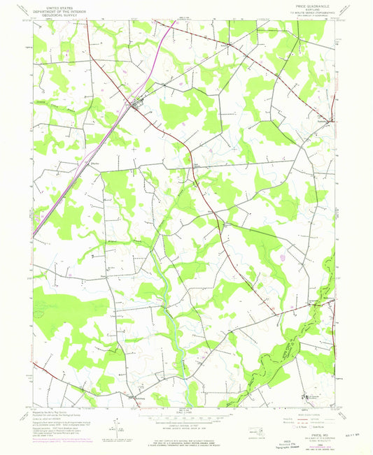 Classic USGS Price Maryland 7.5'x7.5' Topo Map Image