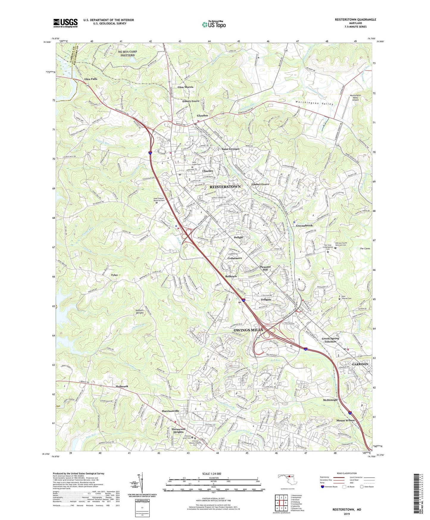 Reisterstown Maryland US Topo Map Image