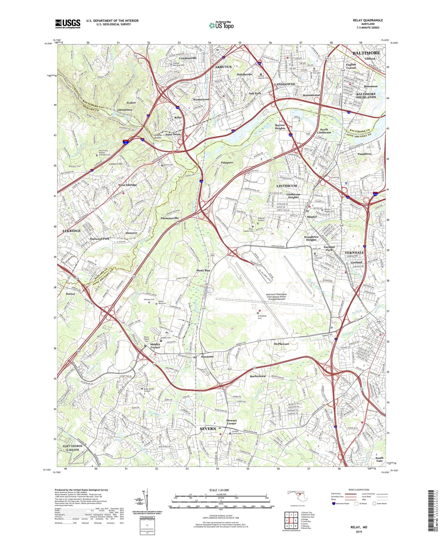 Relay Maryland US Topo Map Image