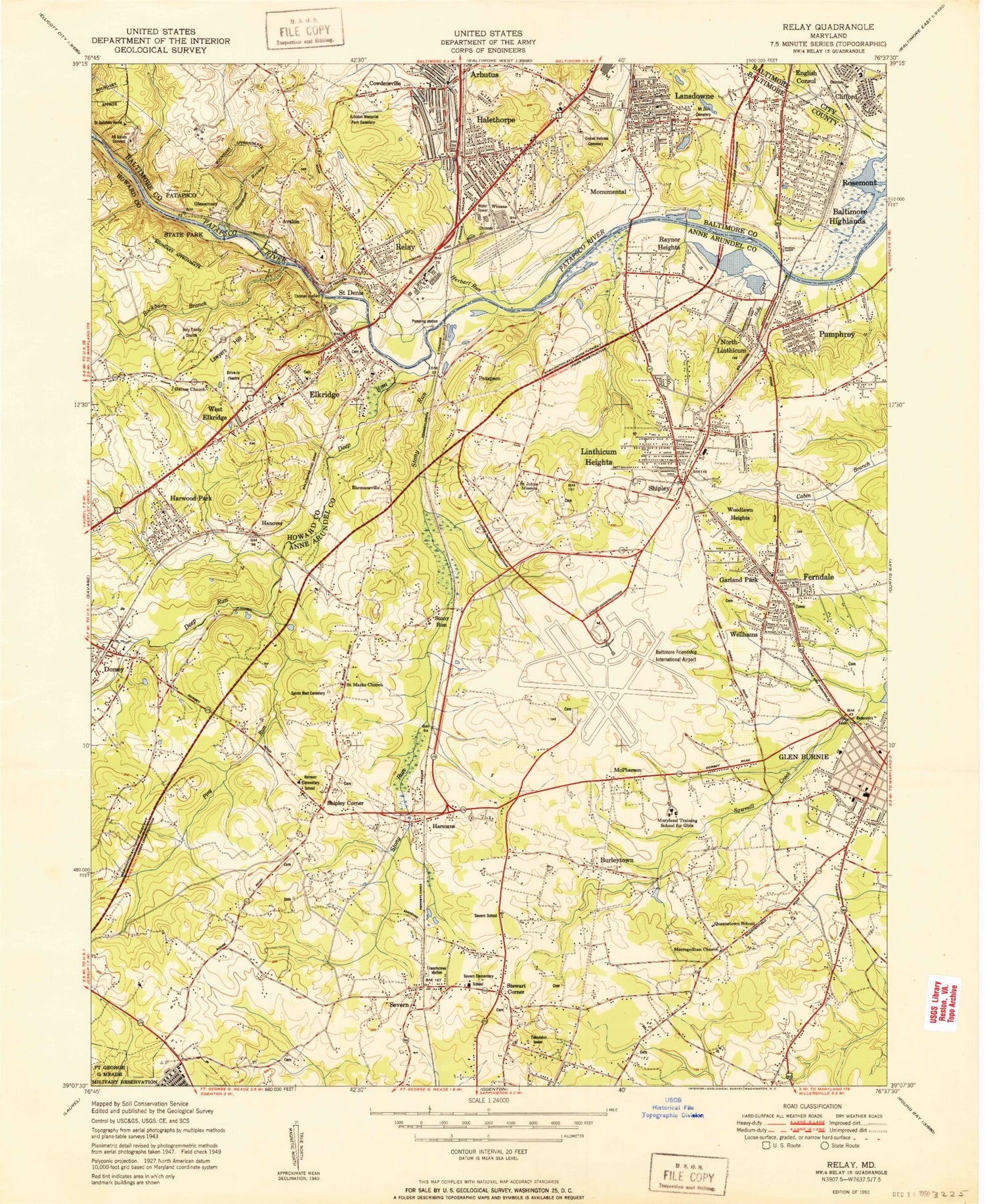 Classic USGS Relay Maryland 7.5'x7.5' Topo Map Image