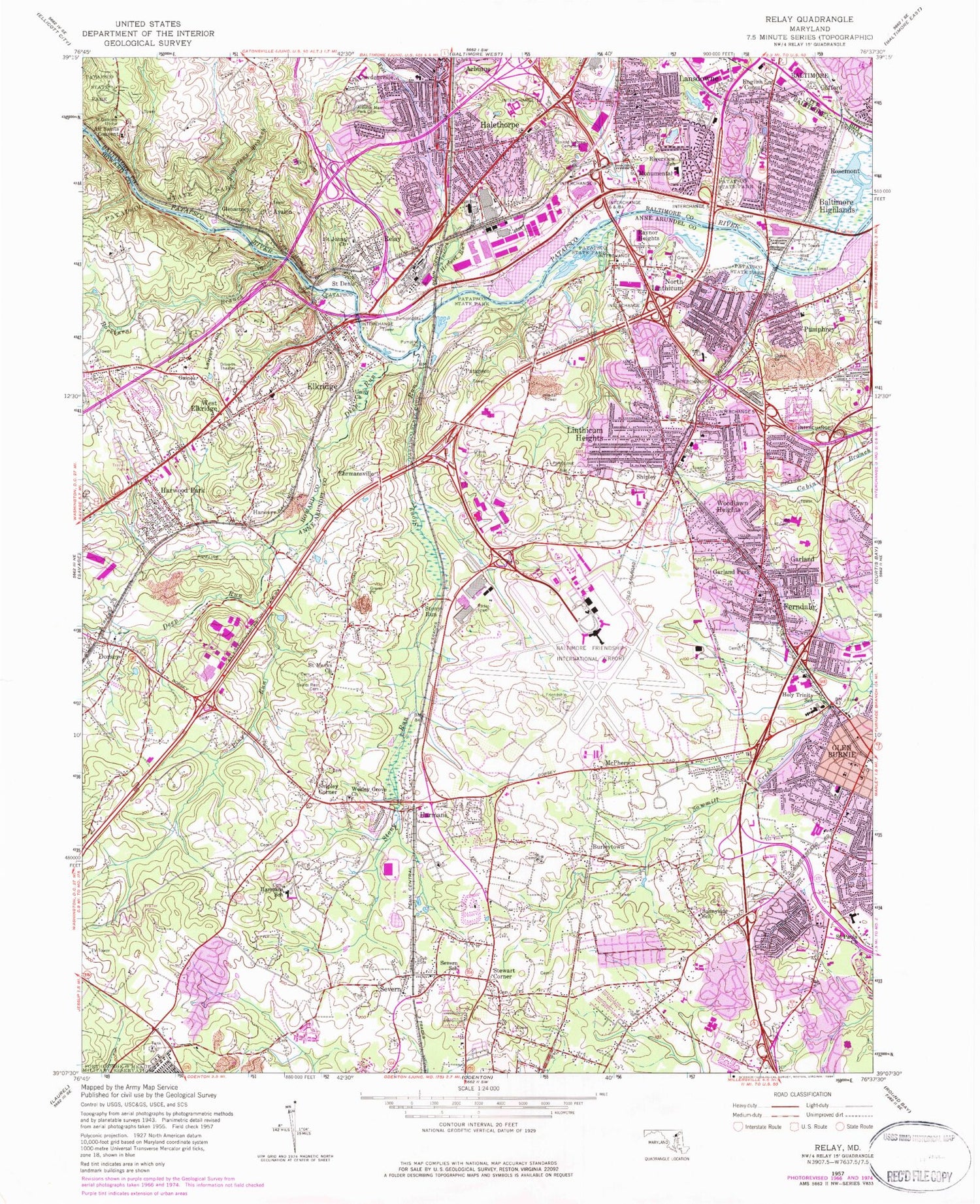 Classic USGS Relay Maryland 7.5'x7.5' Topo Map Image