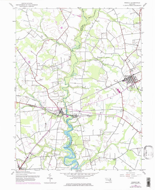 Classic USGS Ridgely Maryland 7.5'x7.5' Topo Map Image