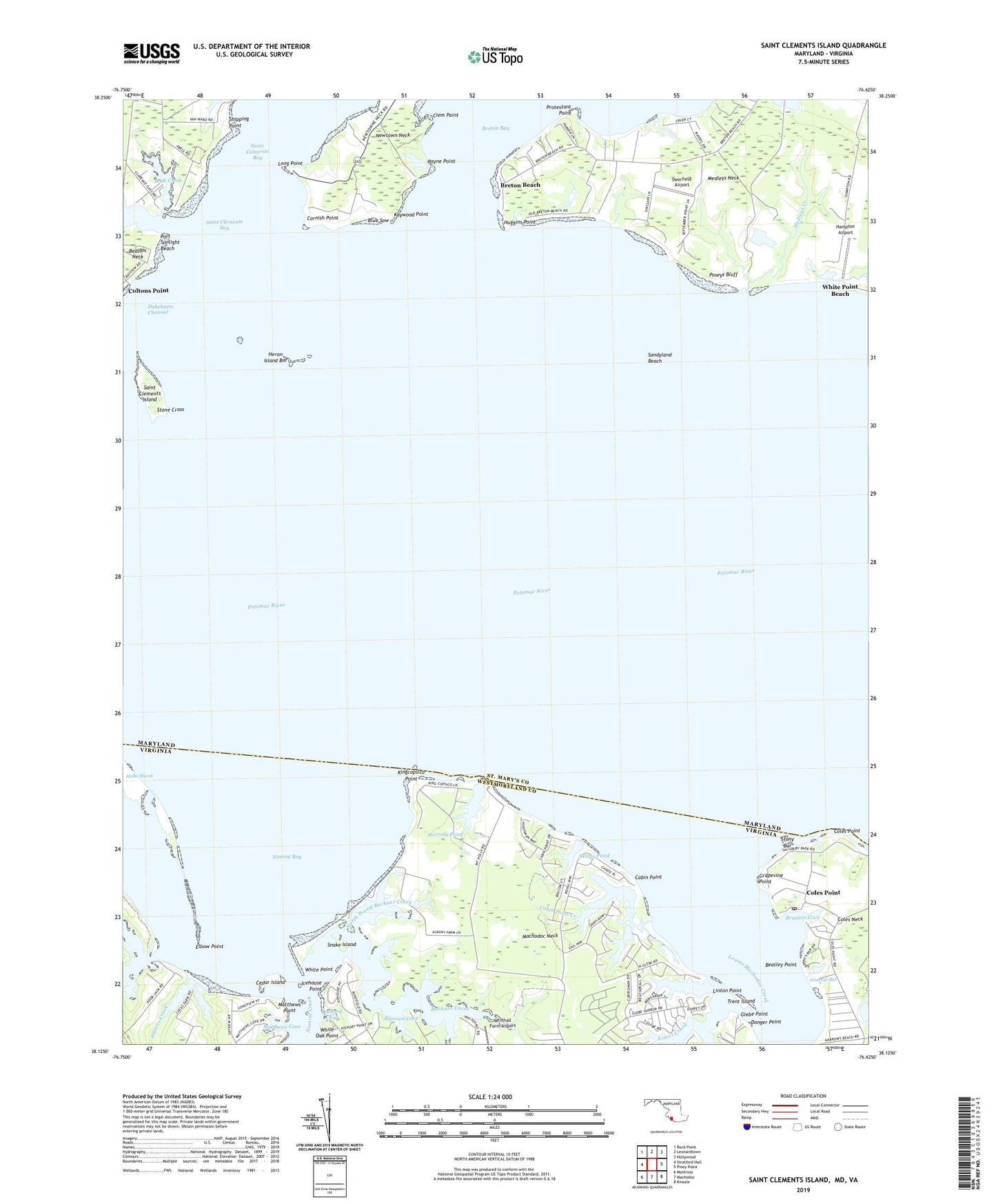 Saint Clements Island Maryland US Topo Map Image