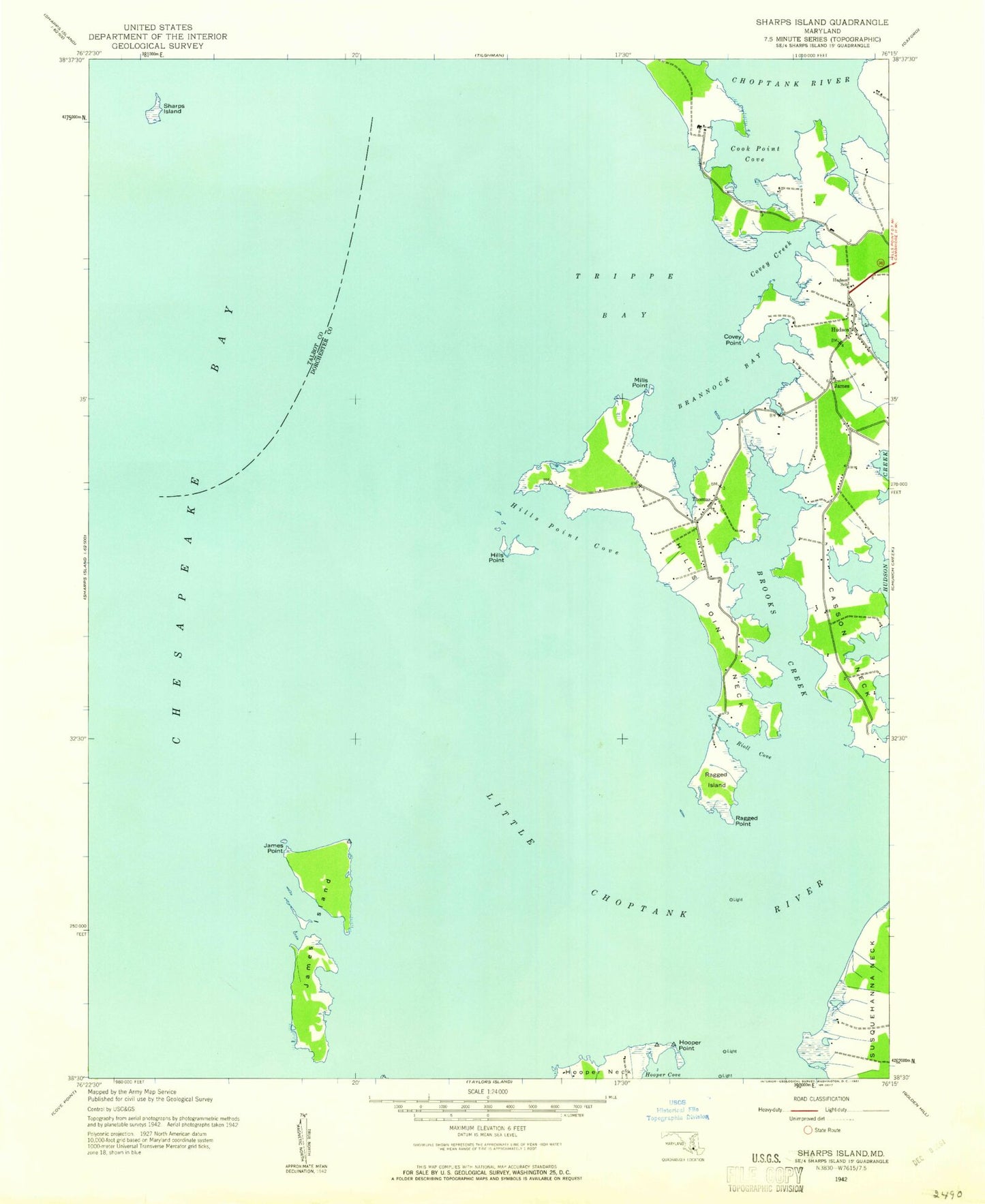 Classic USGS Hudson Maryland 7.5'x7.5' Topo Map Image