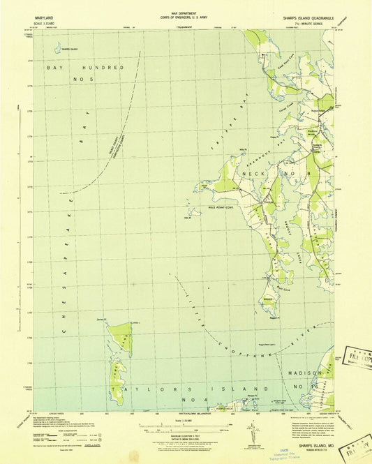 Classic USGS Hudson Maryland 7.5'x7.5' Topo Map Image