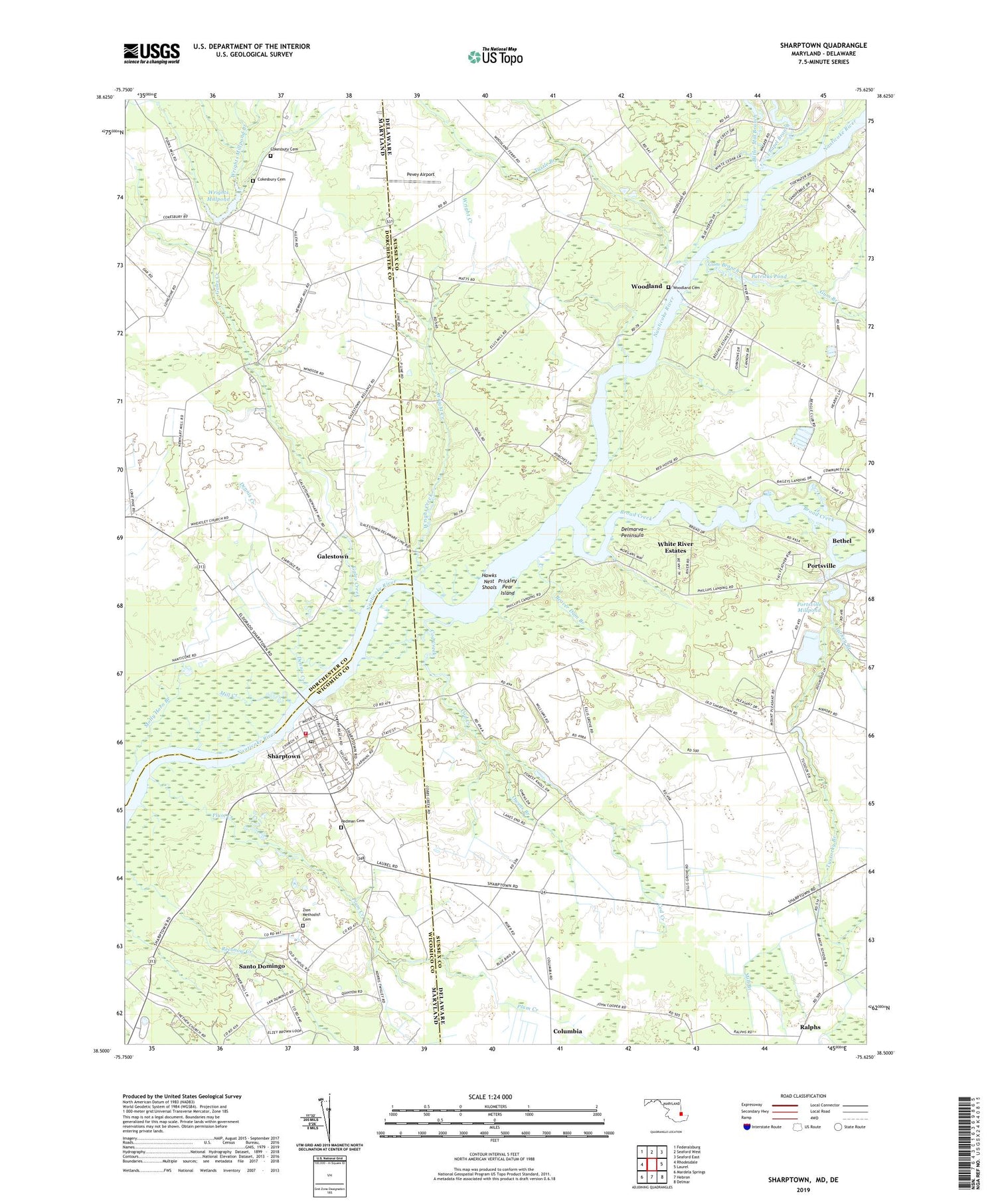 Sharptown Maryland US Topo Map Image
