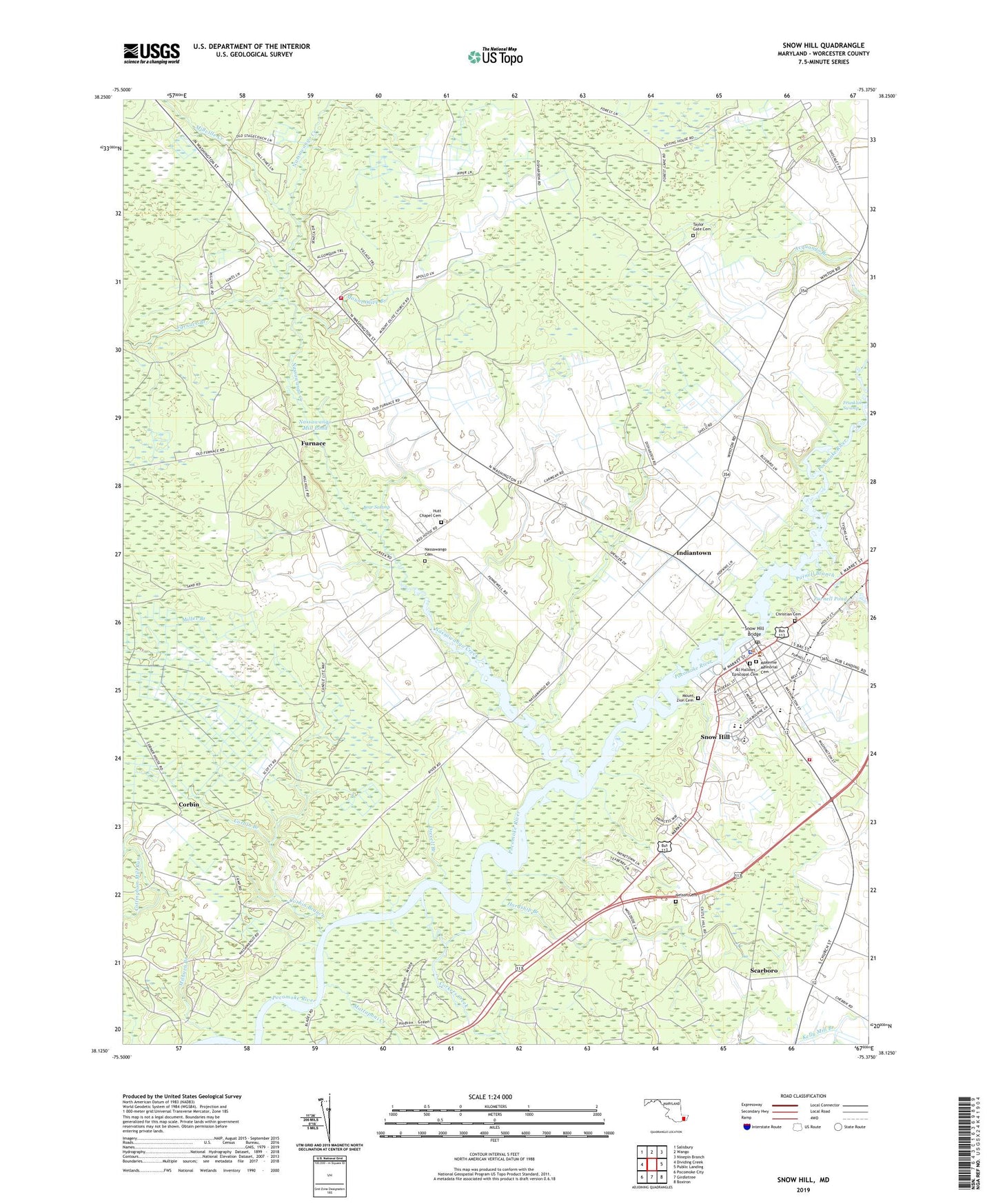 Snow Hill Maryland US Topo Map Image