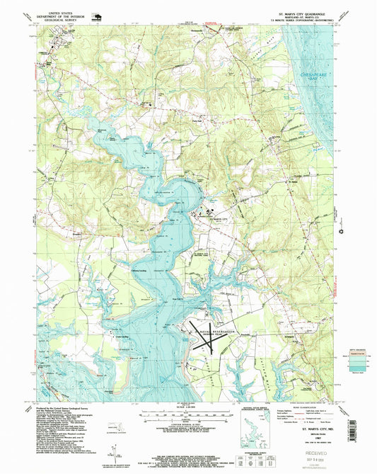 Classic USGS Saint Marys City Maryland 7.5'x7.5' Topo Map Image