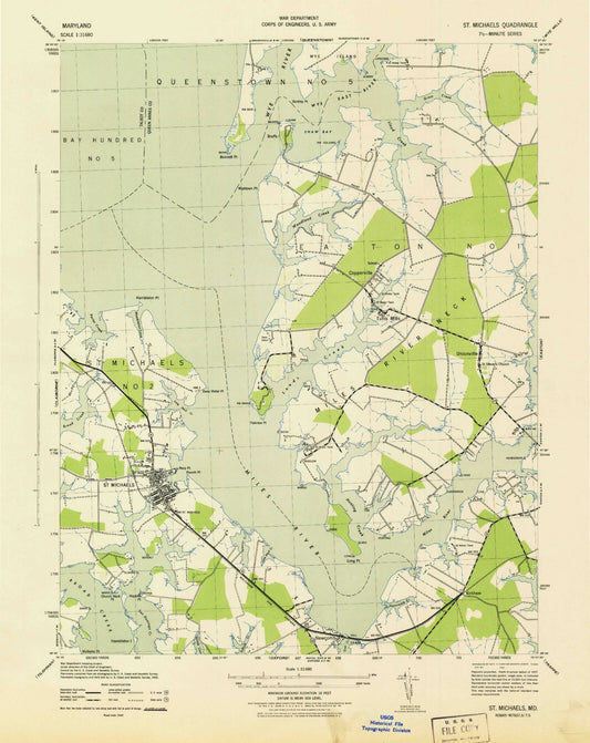 Classic USGS Saint Michaels Maryland 7.5'x7.5' Topo Map Image