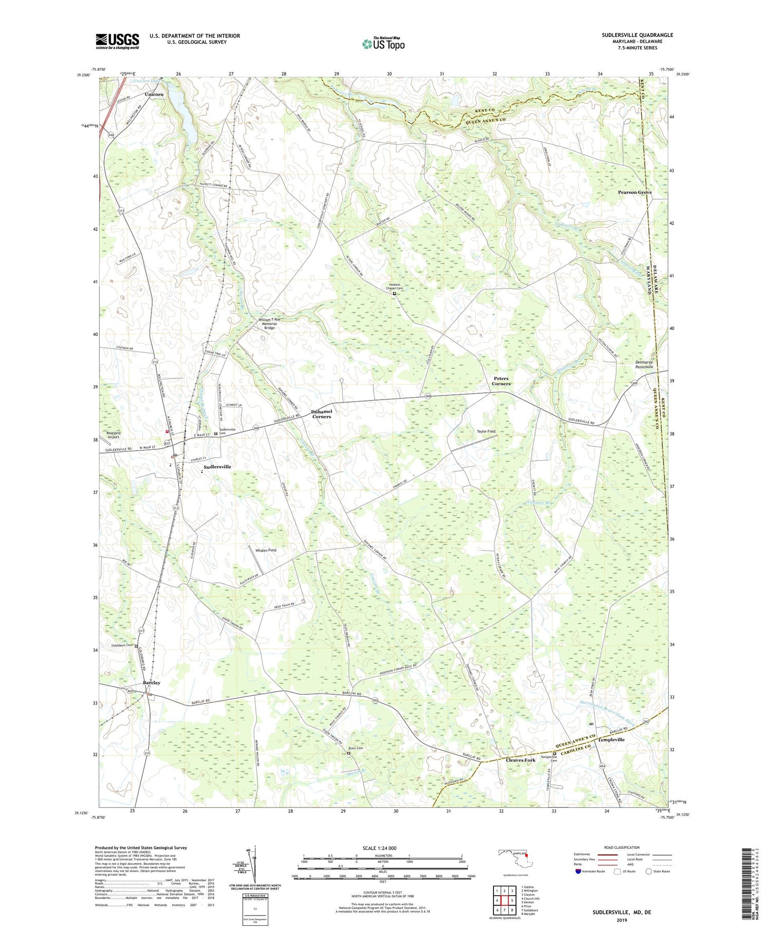 Sudlersville Maryland US Topo Map Image