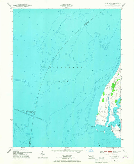 Classic USGS Swan Point Maryland 7.5'x7.5' Topo Map Image