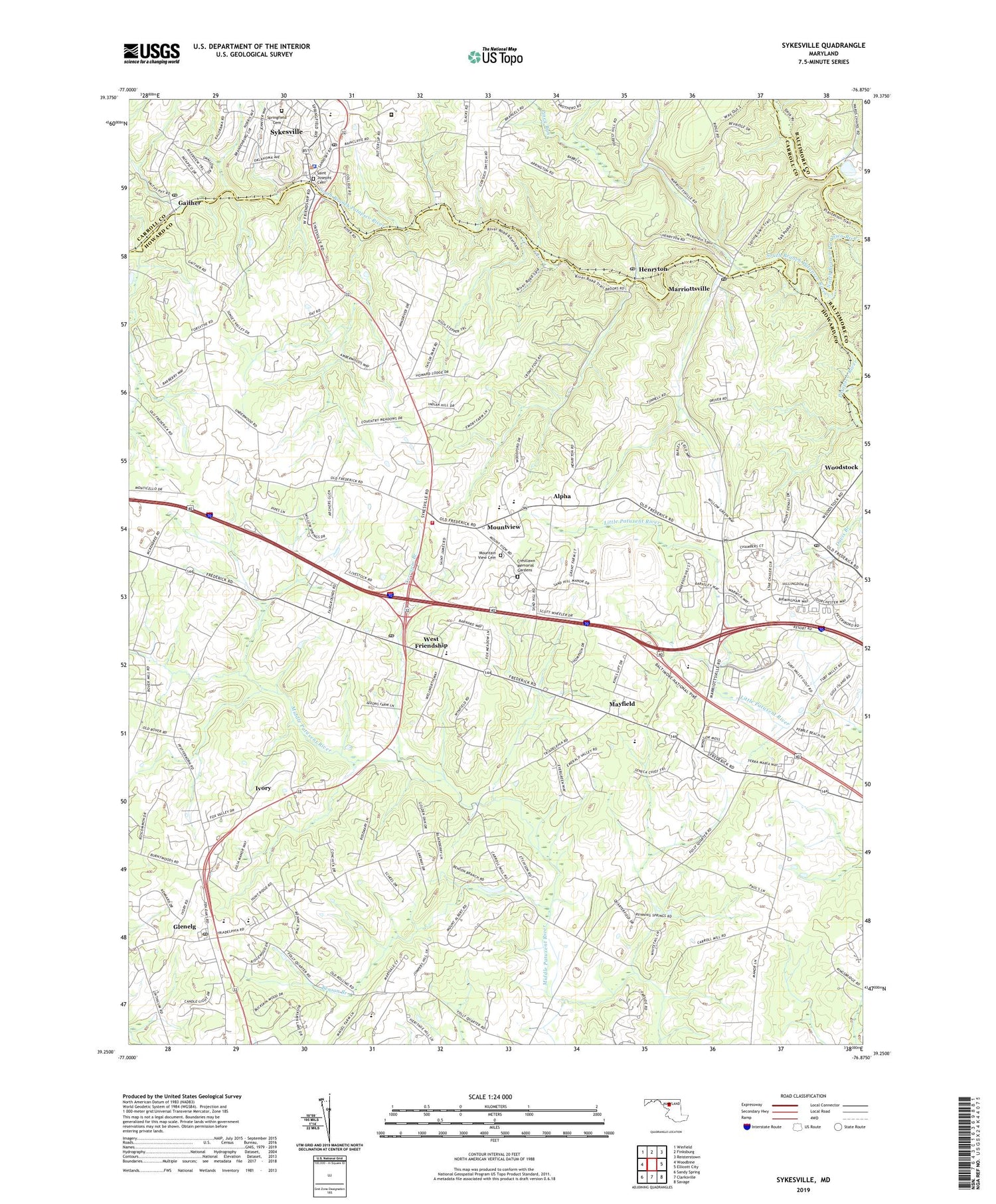 Sykesville Maryland US Topo Map Image