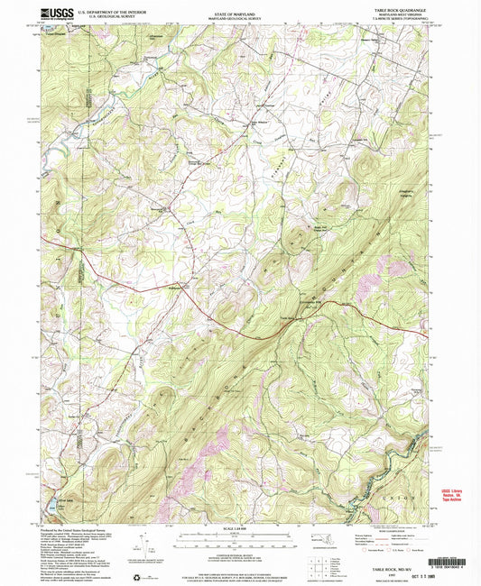 Classic USGS Table Rock Maryland 7.5'x7.5' Topo Map Image