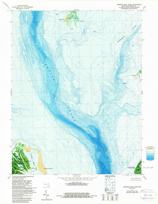 Classic USGS Terrapin Sand Point Maryland 7.5'x7.5' Topo Map Image