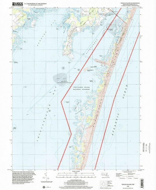 Classic USGS Tingles Island Maryland 7.5'x7.5' Topo Map Image