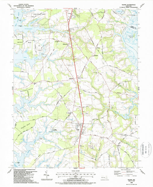 Classic USGS Trappe Maryland 7.5'x7.5' Topo Map Image