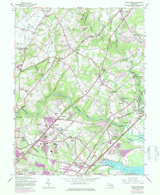 Classic USGS White Marsh Maryland 7.5'x7.5' Topo Map Image