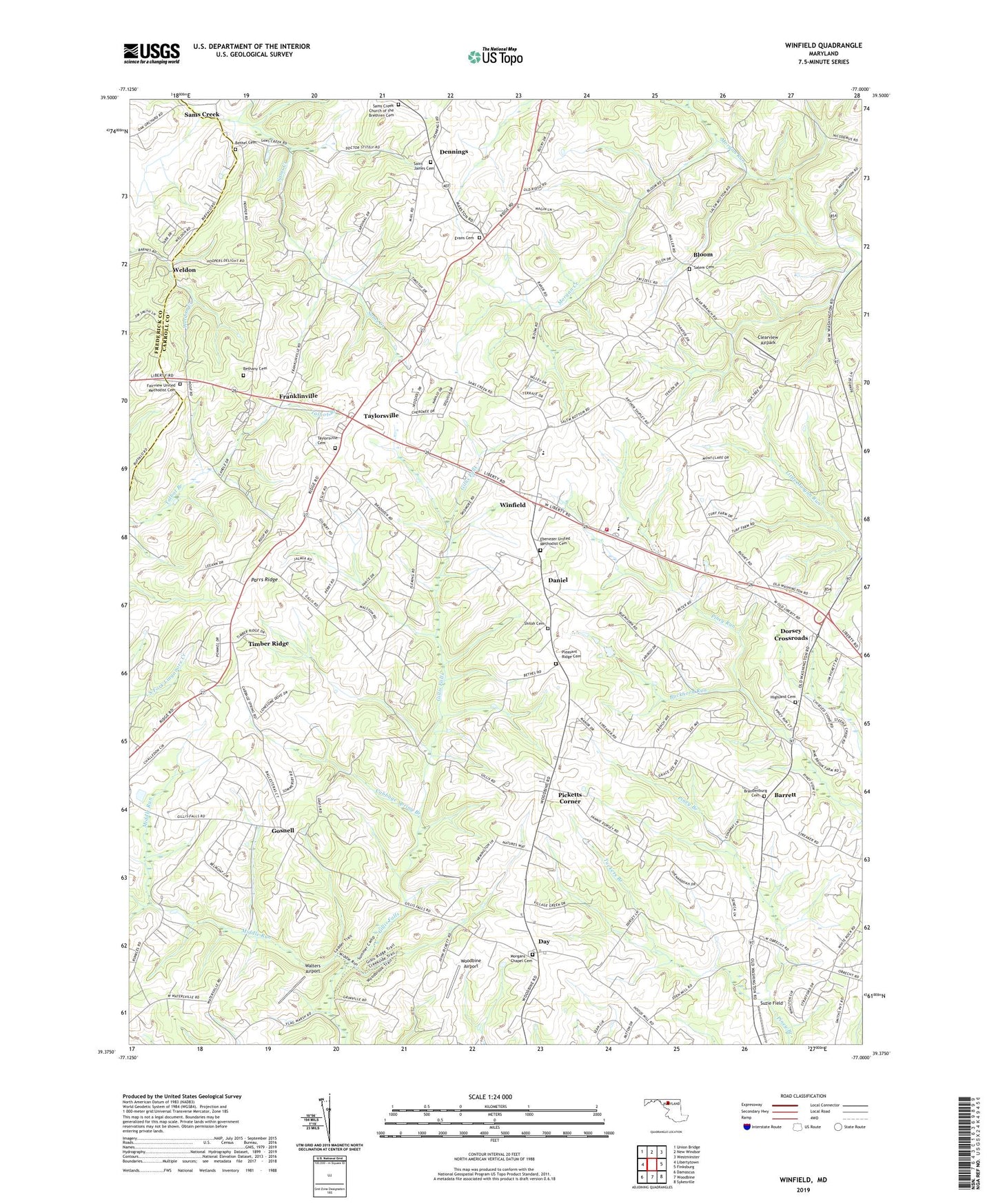 Winfield Maryland US Topo Map Image