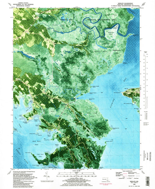Classic USGS Wingate Maryland 7.5'x7.5' Topo Map Image