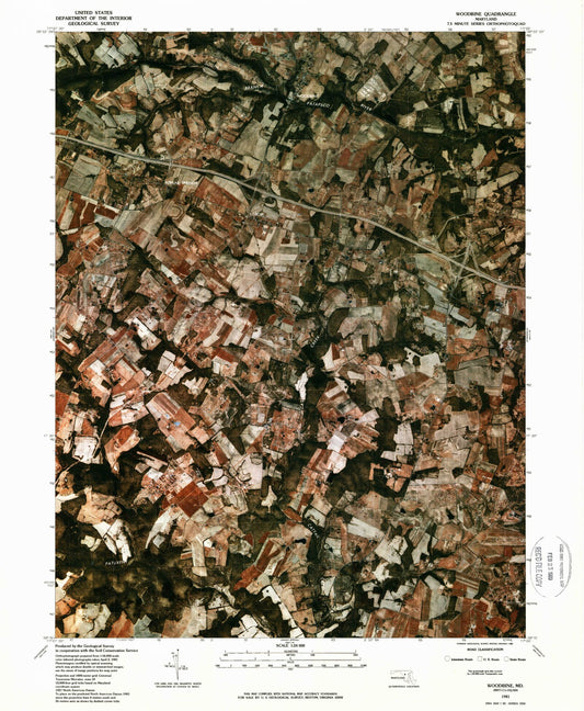 Classic USGS Woodbine Maryland 7.5'x7.5' Topo Map Image