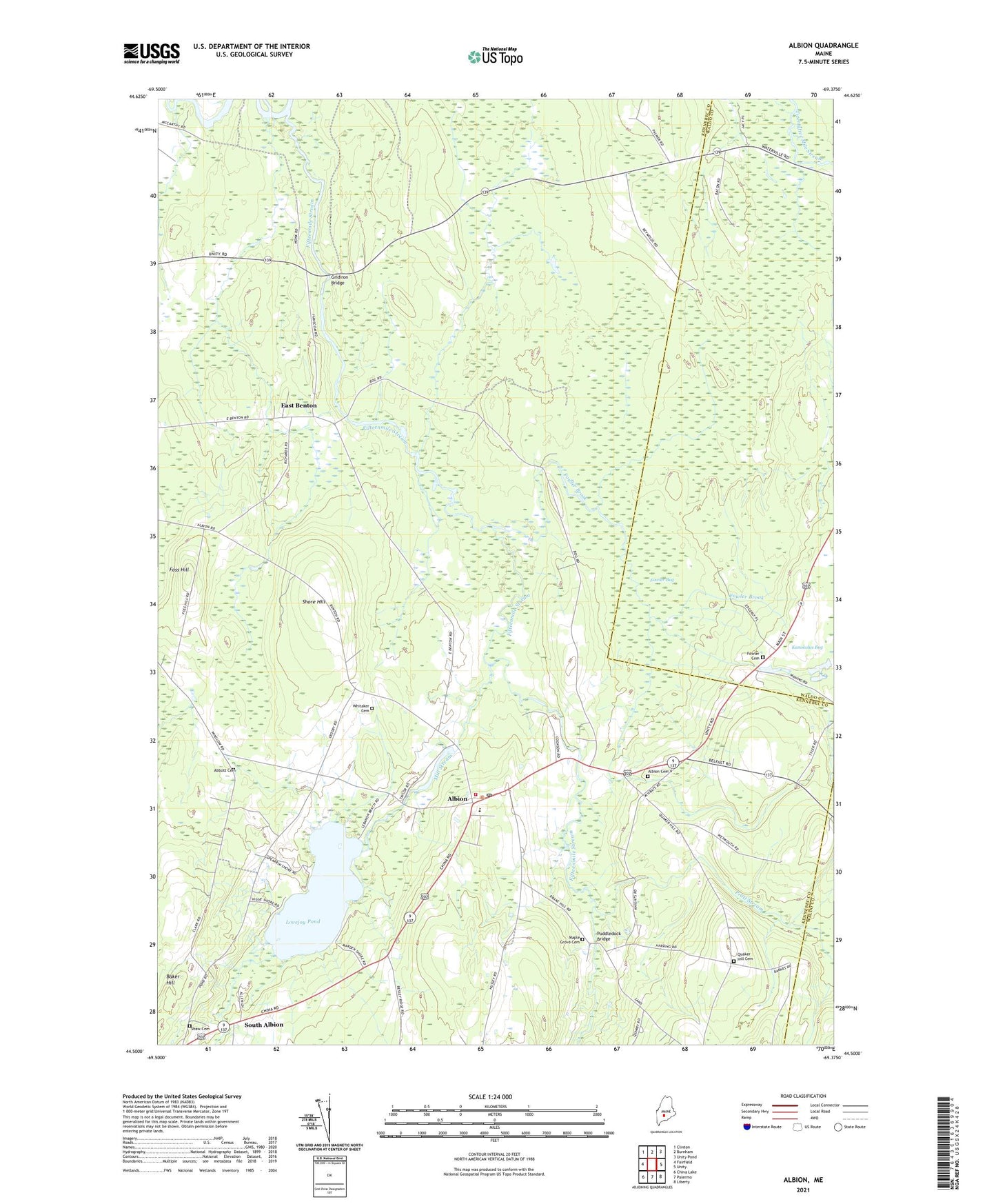 Albion Maine US Topo Map Image