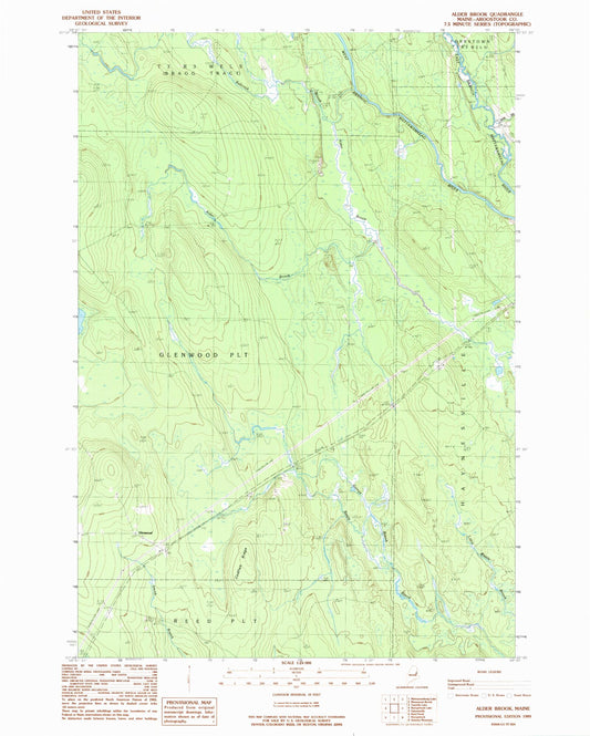 Classic USGS Alder Brook Maine 7.5'x7.5' Topo Map Image
