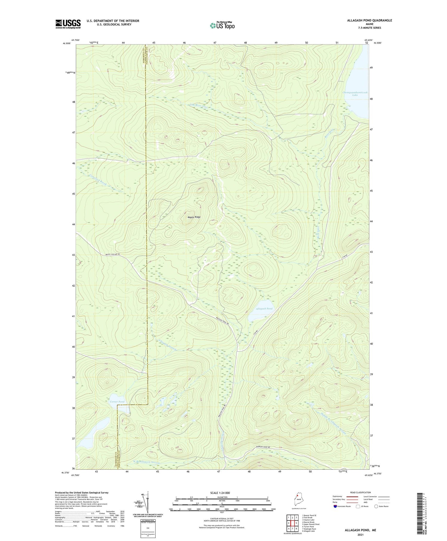 Allagash Pond Maine US Topo Map Image