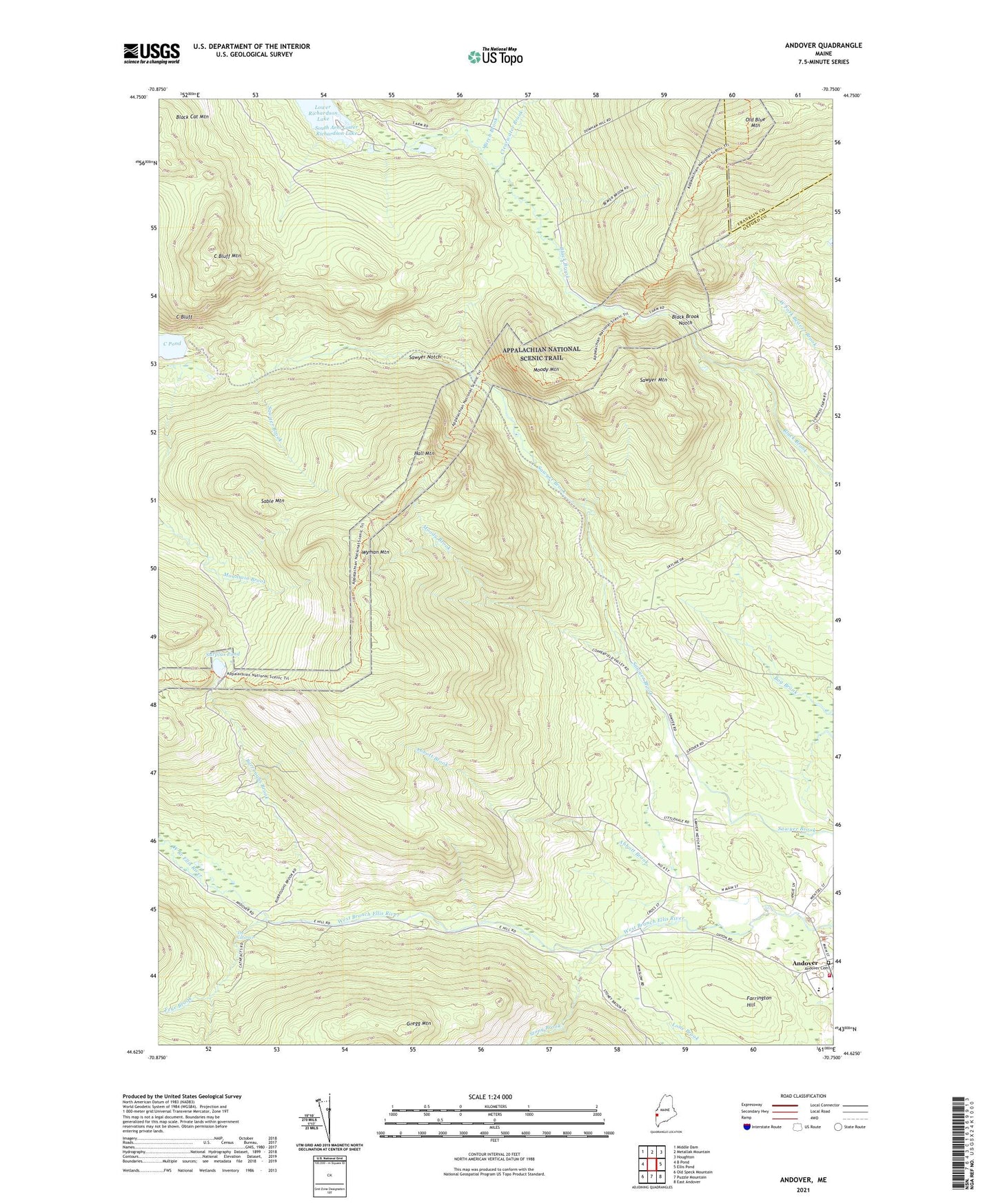 Andover Maine US Topo Map Image