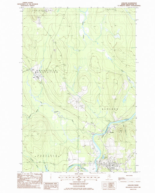 Classic USGS Ashland Maine 7.5'x7.5' Topo Map Image