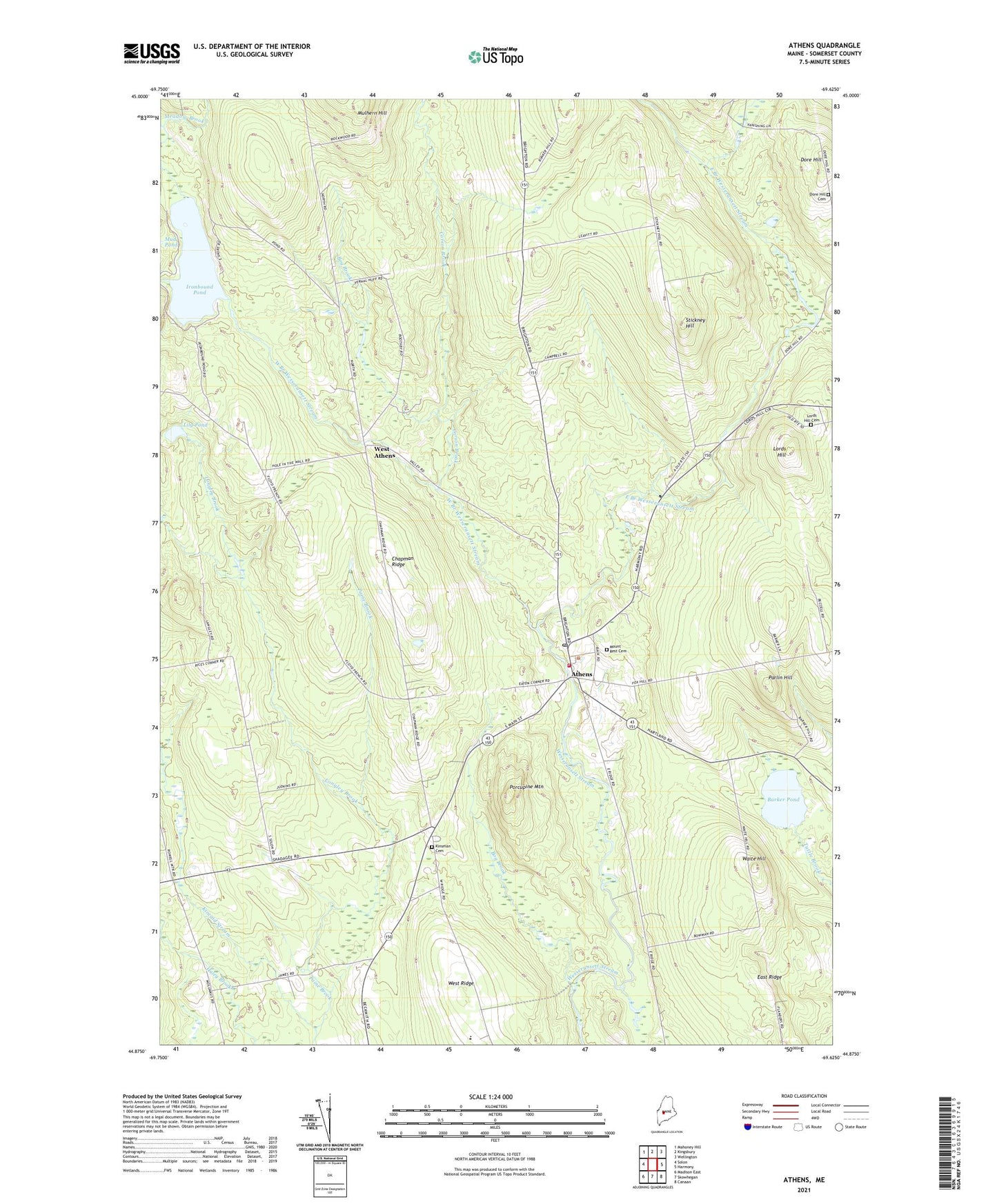 Athens Maine US Topo Map Image