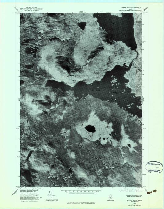 USGS Classic Attean Pond Maine 7.5'x7.5' Topo Map Image