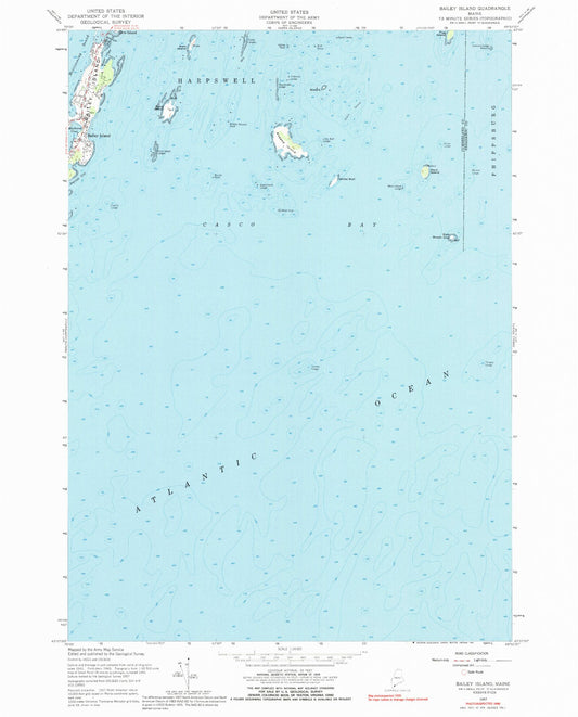 Classic USGS Bailey Island Maine 7.5'x7.5' Topo Map Image