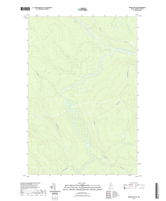 Baker Lake NW Maine US Topo Map Image