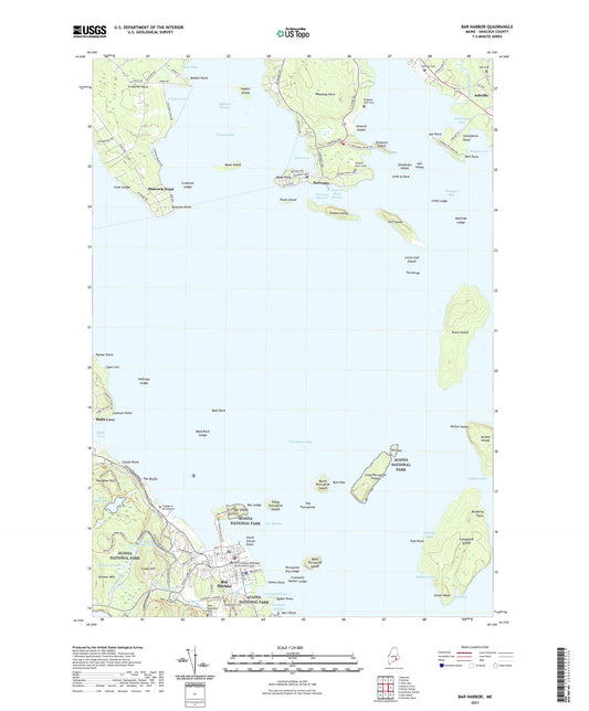 Bar Harbor Maine US Topo Map Image