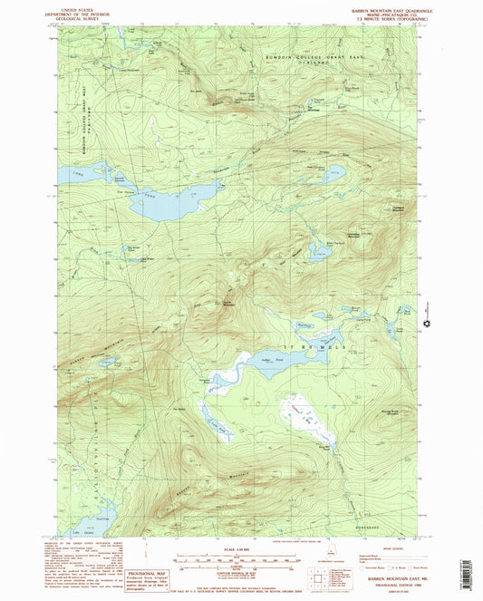Classic USGS Barren Mountain East Maine 7.5'x7.5' Topo Map Image